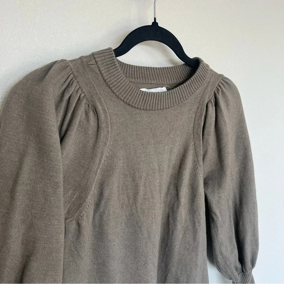 SALE- Apiece Apart Dewi Balloon Sleeve Merino Wool and Silk Blend Sweater Walnut - Picture 4 of 11